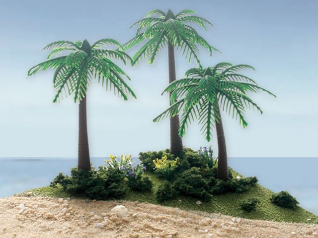 Detailed model scenery kit featuring realistic desert landscapes, terrain, rocks, and vibrant plants for model railways and dioramas.