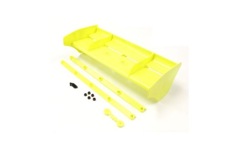 Kyosho MP9 Wing in vibrant Fluro Yellow, designed for enhanced aerodynamics and stability in RC racing.