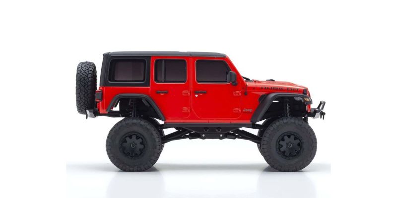 Kyosho MX-01 Wrangler Unlimited Red, a detailed mini RC crawler with 4x4 capabilities and vibrant design for off-road adventures.