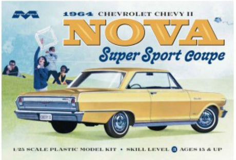 1/25 scale model kit of the 1964 Chevy Nova SS, featuring detailed parts for creative assembly and display.