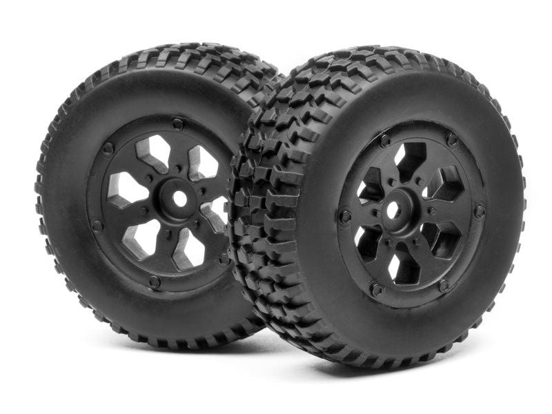 Replacement wheel and tire set for Maverick Strada SC and DT, enhancing RC car performance and handling on any terrain.