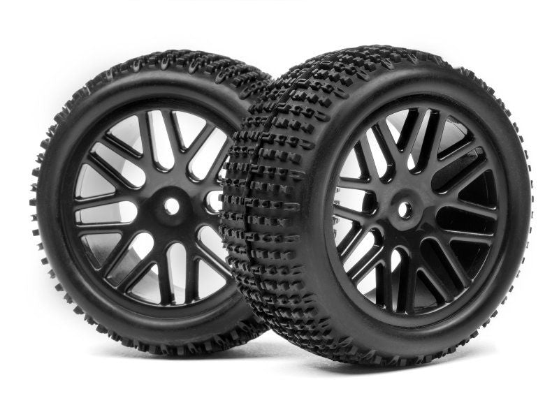 Rear wheel and tire set for 1/10 Buggy 4WD RR, perfect for upgrading performance and handling.