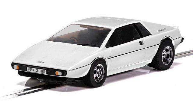 Iconic Slot Car replica of Bond's Lotus Esprit S1 from 'The Spy Who Loved Me', featuring sleek design and authentic detailing.