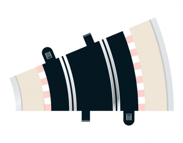 R2 Curve 22.5deg 2 set for Scalextric, featuring two push-fit tracks for easy circuit building and racing excitement.