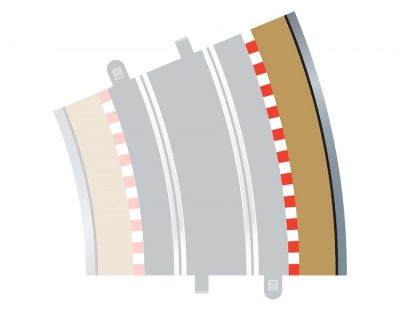 R4 Borders Outer 4 for slot cars, featuring durable 22.5-degree curved borders for smooth racing tracks.