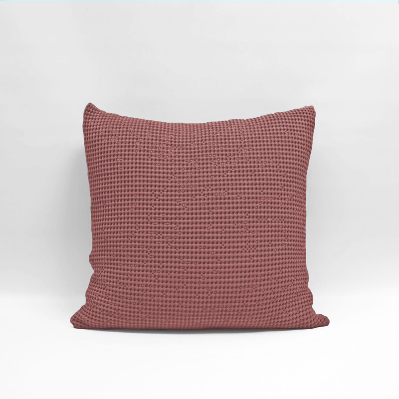 Rosewood Euro Pillowcase by Baksana, featuring a unique deep waffle texture and zip closure, made from soft OEKO-TEX® cotton.