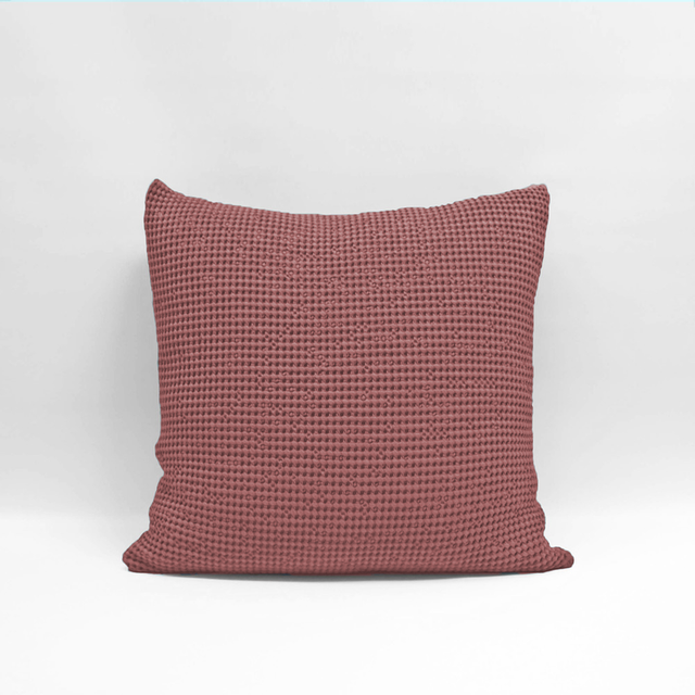 Rosewood Euro Pillowcase by Baksana, featuring a unique deep waffle texture and zip closure, made from soft OEKO-TEX® cotton.