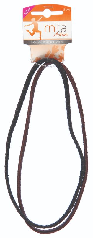 Mita Active Non Slip Headbands Black/Brown 2 Pack