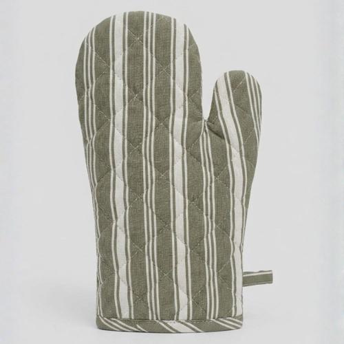 Cotton Oven Glove Maison Stripes Green 16x31cm - Baksana