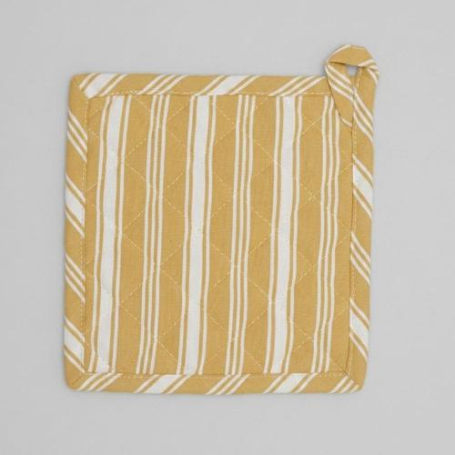 Cotton Pot Holder Maison Stripes Yellow 20x20cm - Baksana