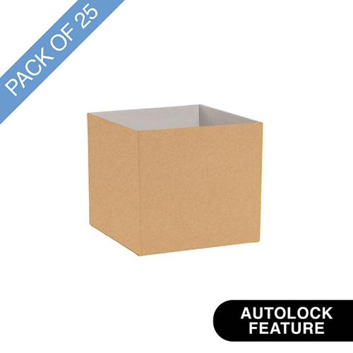 Mini Posy Box Gloss Autolock Base Pack of 25 Kraft 13x12cmH
