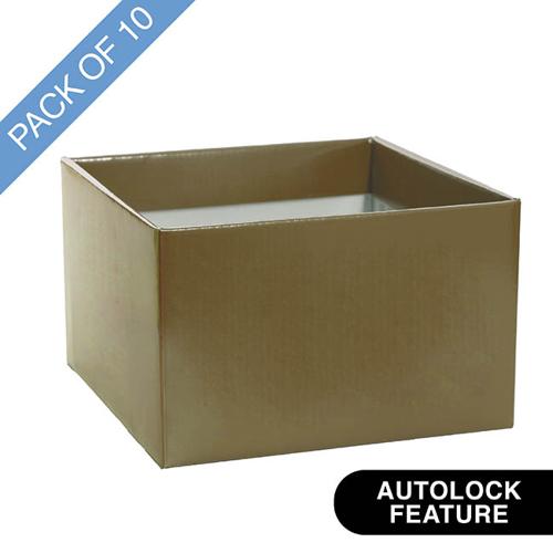 Large Posy Box Autolock Base Pack of 10 Gold 22x14cmH