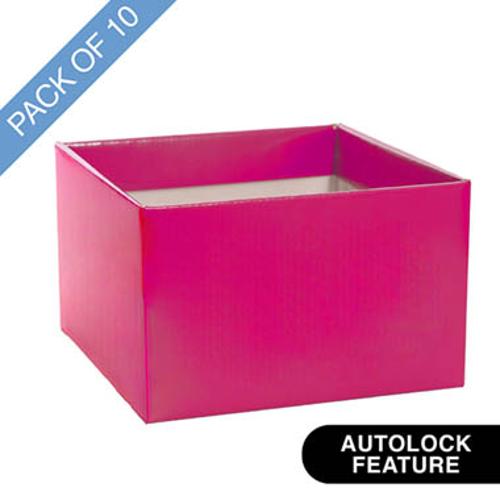 Large Posy Box Autolock Base Pack of 10 Hot Pink 22x14cmH