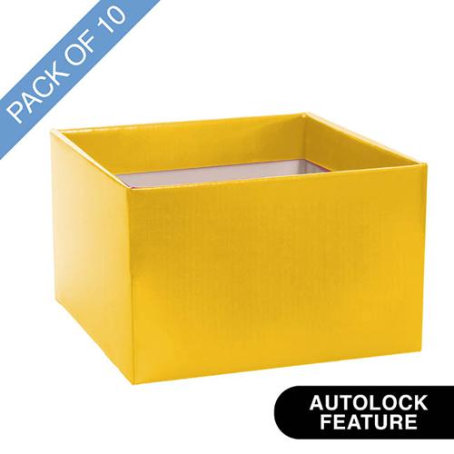 Large Posy Box Autolock Base Pack of 10 Yellow 22x14cmH