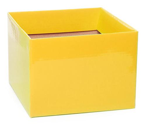 Medium No.6 Posy Box with Flap Pack of 10 Yellow 16x16x12cmH