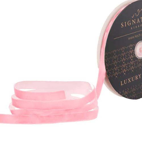 Ribbon Premium Plush Velvet Woven Edge Pink 15mmx20m
