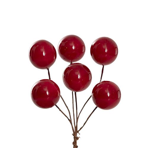 Artificial Mini Berry Picks Pack 24 Red 2cmDx9cmH