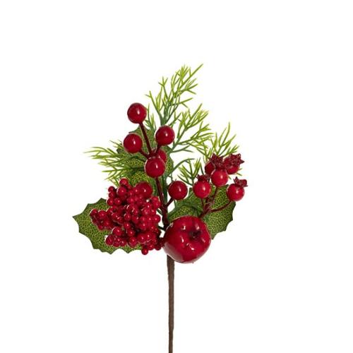 Artificial Apple Berry Pick Pack of 4 Red 25cmH