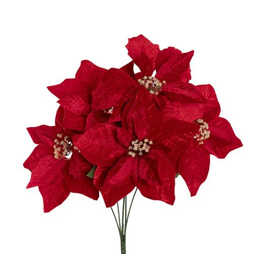 Artificial Poinsettia Spray X 5 Heads Red 25cmDx45cmH
