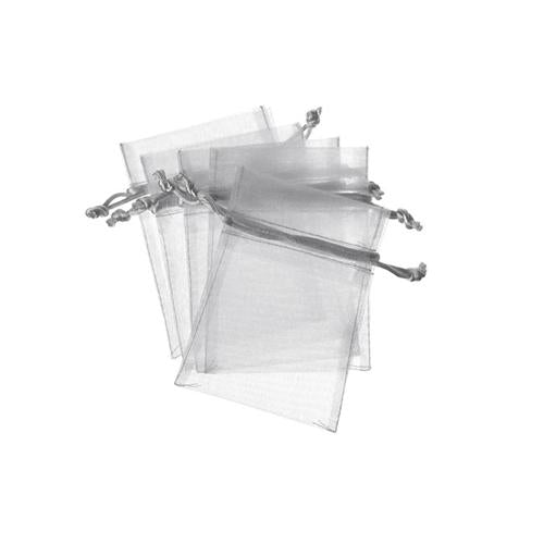 Organza Gift Bomboniere Bag Small Silver Pack of 10 7.5x10cmH