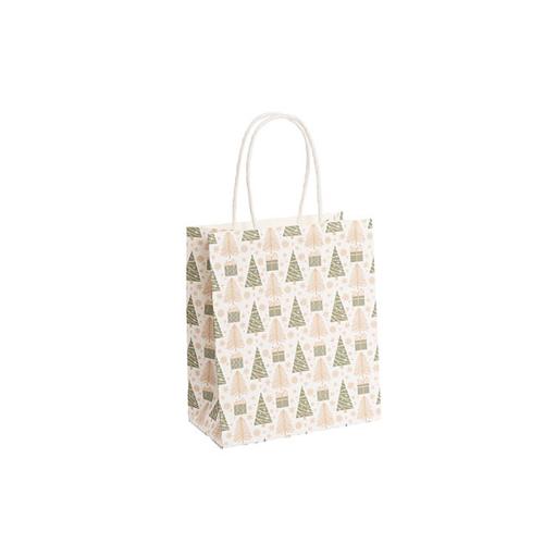 Kraft Paper Bag Mini Christmas Trees White Pack of 10 140Wx75Gx165mmH