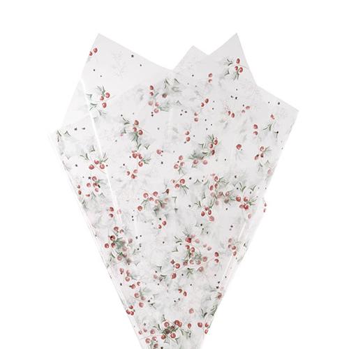 Cello Clear Christmas Holly 40mic Green Pack of 100 50x70cm