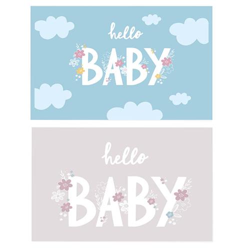 Cards Baby Boy Clouds & Girl Flowers Mix Pack of 50 10x6.5cmH