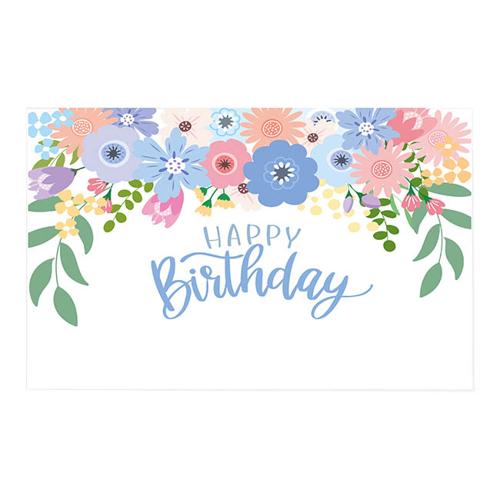 Cards White Happy Birthday Blue Flowers Pack of 50 10x6.5cmH