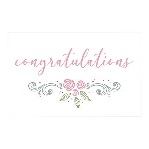 Cards White Congratulations Rose Flourish Pack of 50 10x6.5cmH