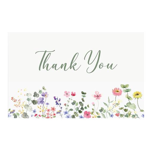 Cards White Thank You Flower Garden Pack of 50 10x6.5cmH