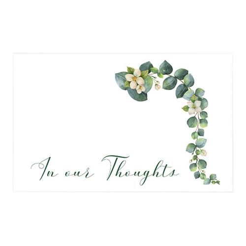 Cards White in Our Thoughts Eucalyptus Pack of 50 10x6.5cmH