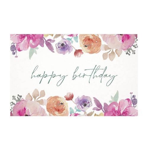 Cards White Birthday Pastel Pink Florals 10x6.5cmH