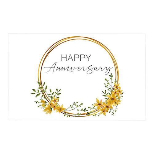 Cards White Happy Anniversary Yellow 10x6.5cmH