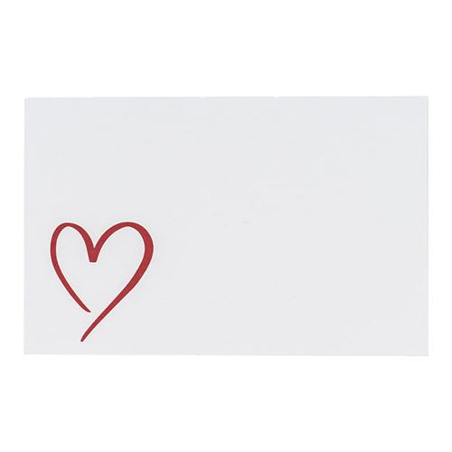 Florist Enclosure Cards White Open Heart Red Pack of 50 10x6.5cmH