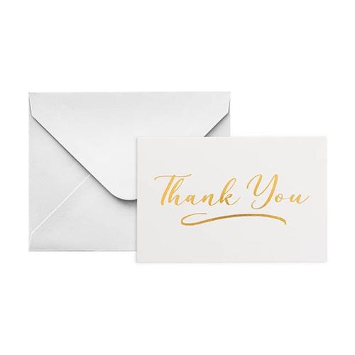Gold Foil Card & Envelope Thank You Pack of 25 10x6.5cmH