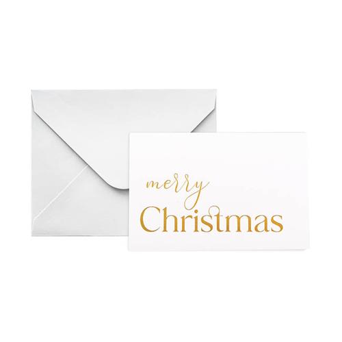 Gold Foil Card & Envelope Merry Christmas Pack of 25 10x6.5Hcm