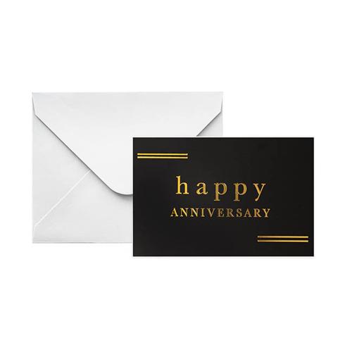 Gold Foil Black Card & Envelope Anniversary Pack of 25 10x6.5cmH