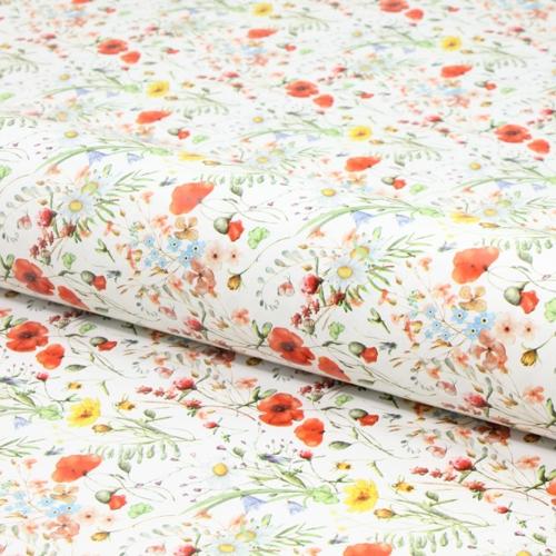 Gloss White Gift Wrapping Paper Wild Flowers 70cmx50m