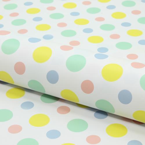 Gloss White Gift Wrapping Paper Multi-Coloured Polka Dots 70cmx50m