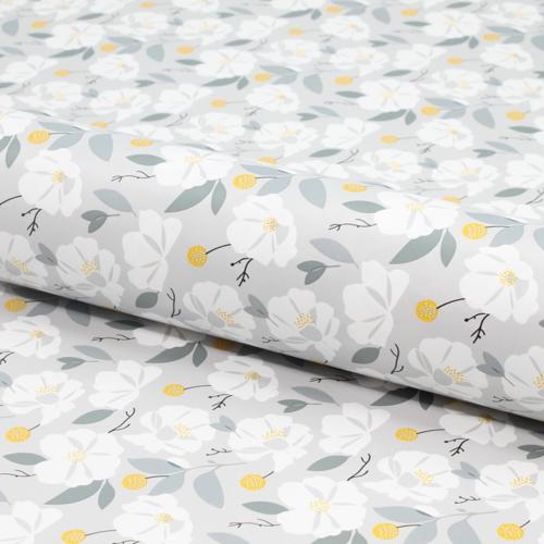 Gloss White Gift Wrapping Paper Abstract Flowers 70cmx50m