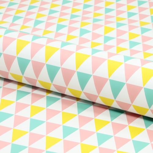 Gloss White Gift Wrapping Paper Multi-Coloured Triangles 70cmx50m