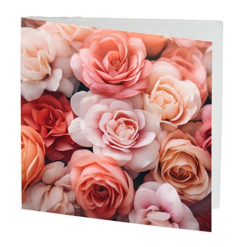 Gift Card Pink Roses Pack of 10 with Envelopes 7cmx7cm