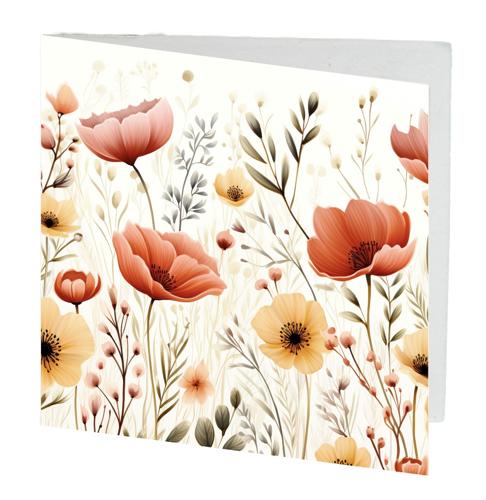 Gift Card Autumnal Flowers Pack of 10 with Envelopes 7cmx7cm