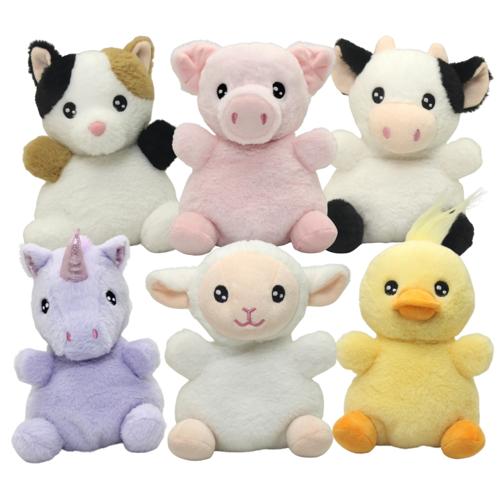 Soft Toy Pocket Mates Set of 6 Assorted Unicorn Pig Cow Duck Cat Sheep 22cm