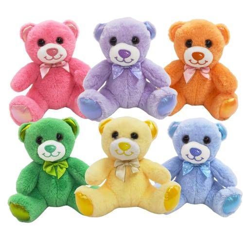 Soft Toy Vibrant Bears Set of 12 Assorted Colours 15cm