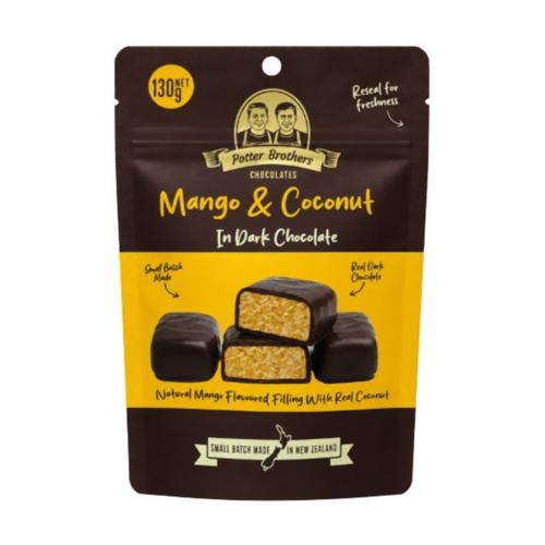 Potter Brothers Mango Coconut in Dark Chocolate Small Batch Made in NZ 130g