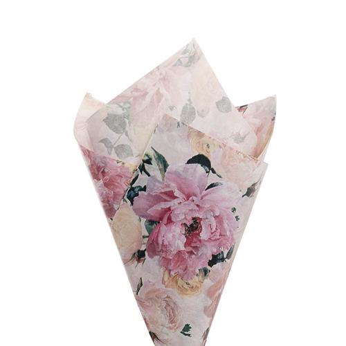 Tissue Paper Luxe Floral Pack of 100 28gsm Pink White 50x75cm