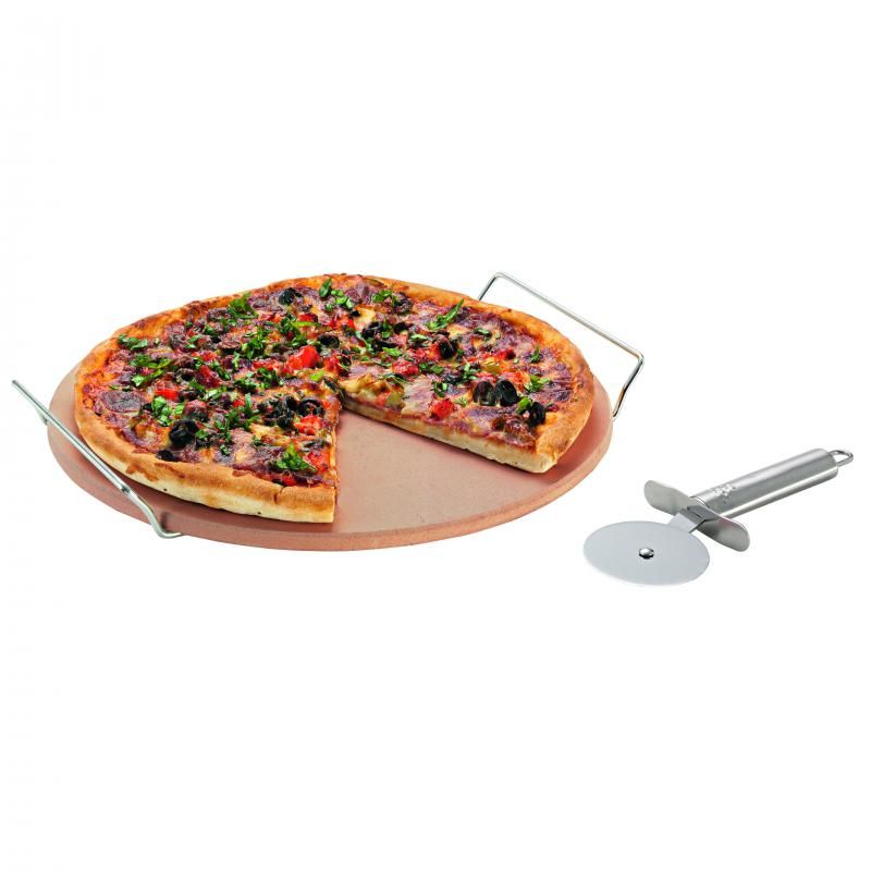Avanti Pizza Stone Set With Rack And Pizza Cutter 33cm