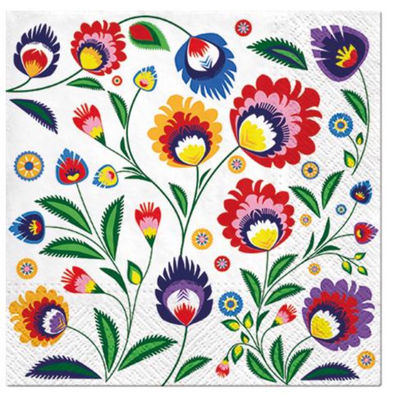 Paw Lunch Napkins 33cm Pack Of 20 | 3 Ply | Polish Folk