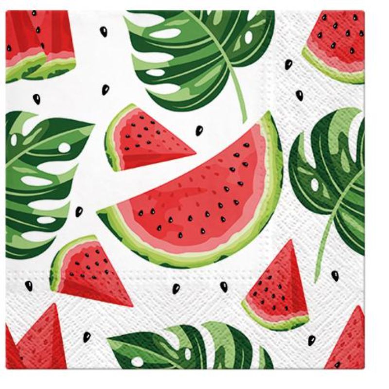 Paw Lunch Napkins 33cm Pack Of 20 | 3 Ply | Tasty Watermelons